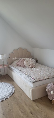 MebleMasanow Łóżko Muszelka 120x200 pudrowy róż dla dziewczynki pojemnik na pościel Magic Velvet 2250.jpeg