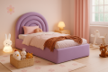 Łóżko tapiceroane tęcza bajkoe dla dziecka dziewczynkic chłopca fiolet wrzos.png