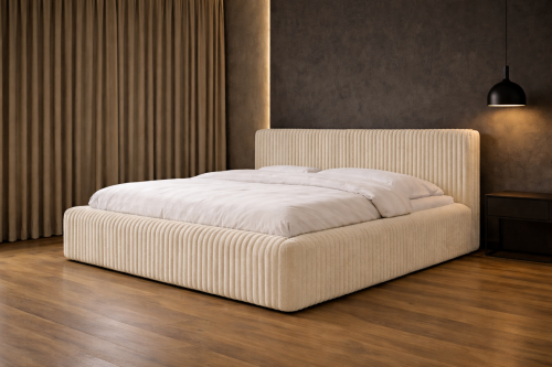 Łóżko tapicerowane gładkie sztruks - TILIA 01 kremowe.png
