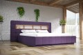 Londyn łóżko tapicerowane z półką w zagłowiu, fioletowe