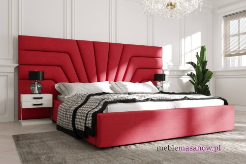 tapicerowane łóżko do sypialni czerwone