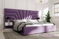 tapicerowane łóżko do sypialni fioletowe