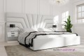 tapicerowane łóżko do sypialni biała skóra