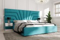 tapicerowane łóżko do sypialni turkusowe