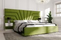 tapicerowane łóżko do sypialni zielone