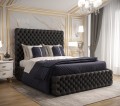 Łóżko tapicerowane glamour skora czarna