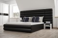 Łóżko sypialniane Li Love Island, skóra czarna z gniazdkami
